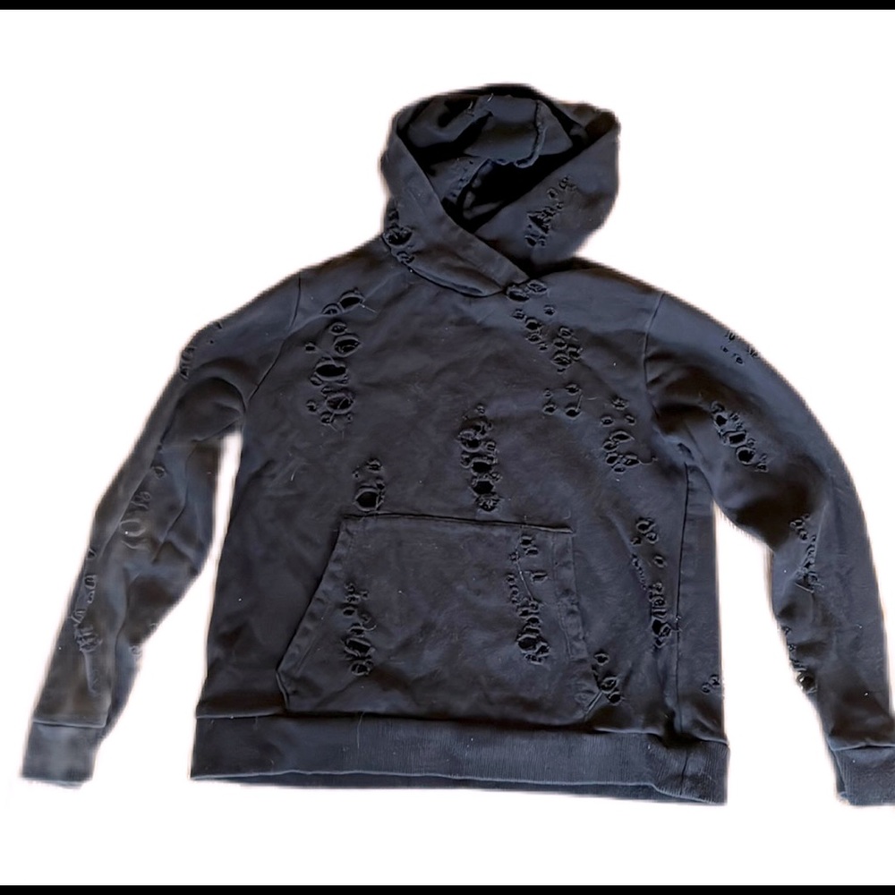 KatieJnyc couture hoodie black distressed m 8-10 years old